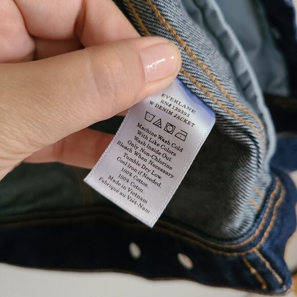 EVERLANE 'The Denim Jacket' in Dark Wash Cotton Women's Size Large/Xlarge - Picture 9 of 9